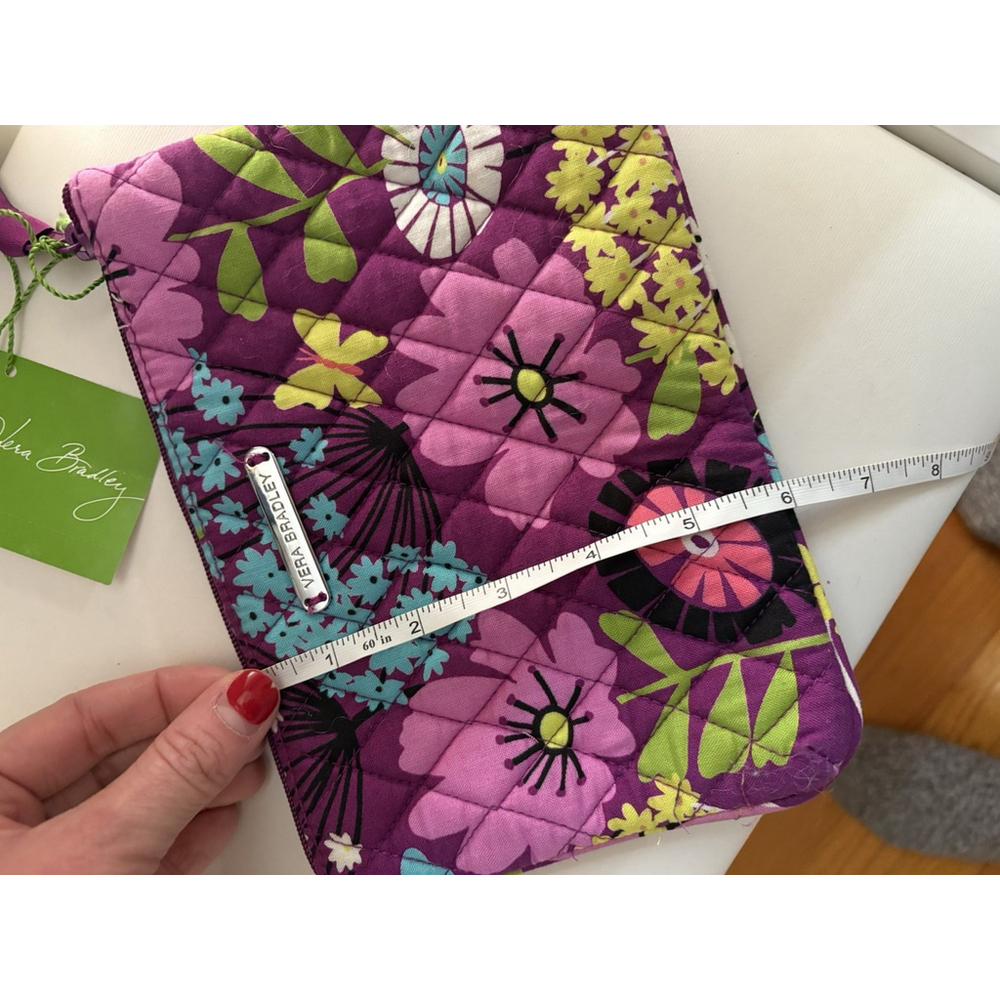Vera Bradley Purple Quilted Flutterby Make Up Pouch Bag New with Tags - Picture 5 of 9